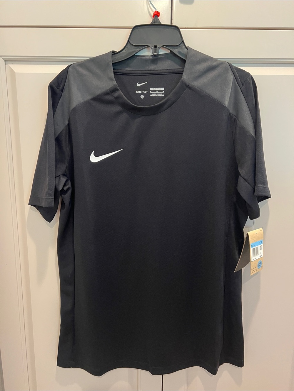 Nike Black Short-Sleeve Performance Tee with Gray Panels medium slim sz